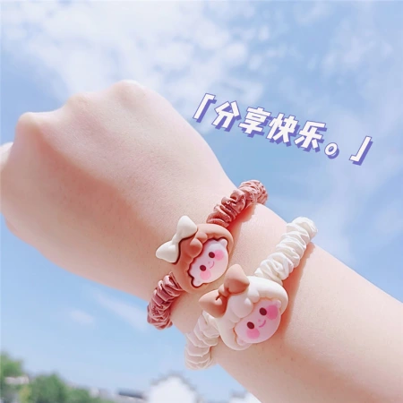 Milk tea-colored girl cartoon headband, ins Korean simple and cute Japanese-style hair band, girl's hair tie, large intestine hair band Milk tea-colored girl cartoon headband, ins Korean simple and cute Japanese-style hair band, girl's hair tie, large intestine hair band